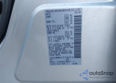 2018 Infiniti Qx60 from USA, damaged, VIN 5N1DL0MM6JC533472